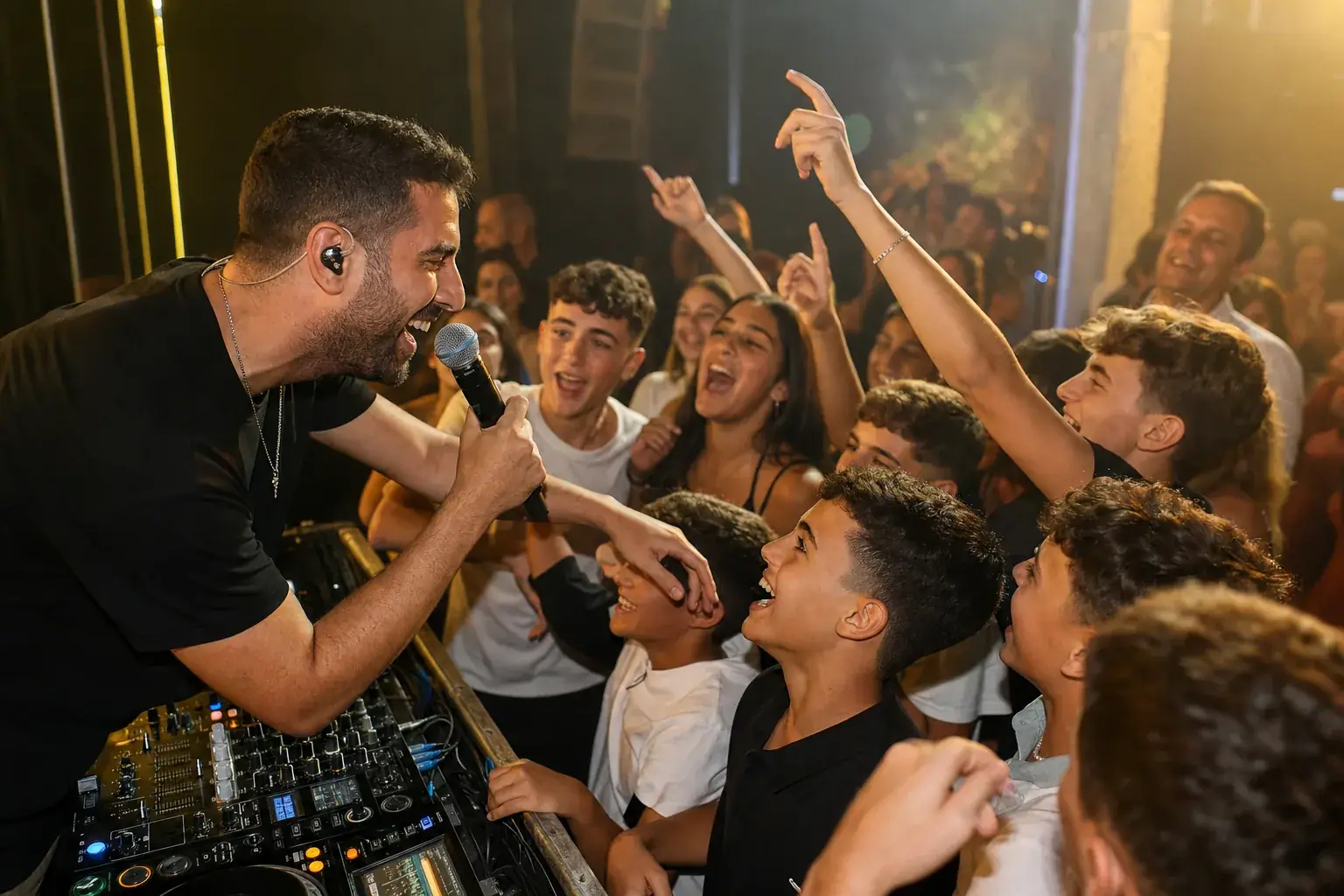 דיג'יי מוביל מחובר לקהל נוער בבת מ�צווה