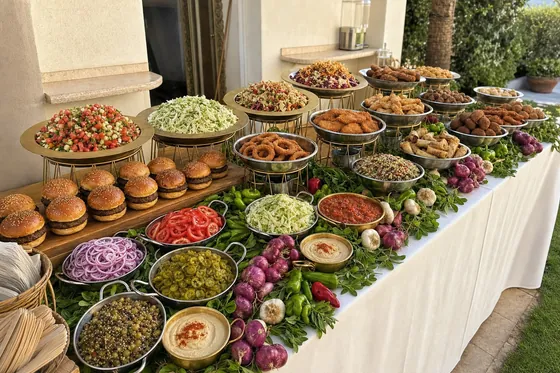 מזנון בשרי ערוך בחצר בית פרטי